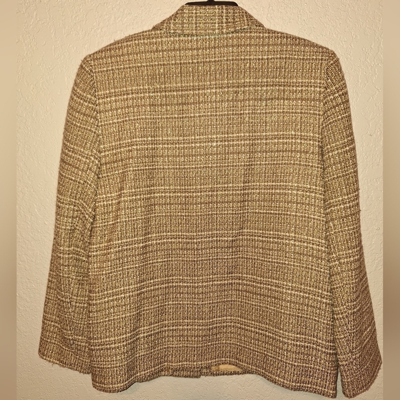 Alfred Dunner  Sz 14 Gold Tan Beige Tweed Blazer Jacket W/Pockets - Picture 2 of 9